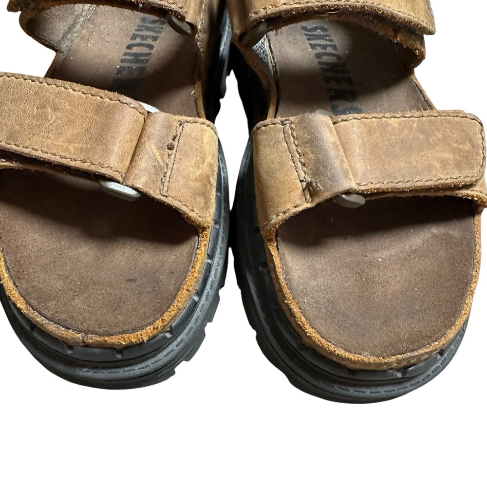 VTG Y2K Skechers Women's Chunky Leather Platforms Sandals Size 7 Brown Grunge - Picture 14 of 16